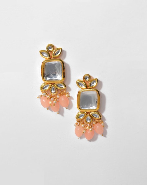 Gold-Plated Kundan-Studded Necklace & Earrings Set - Image 6