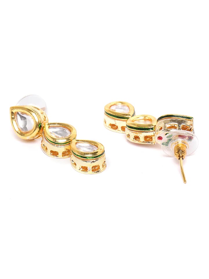 Gold-Plated Kundan-Studded Necklace & Earrings Set - Image 4