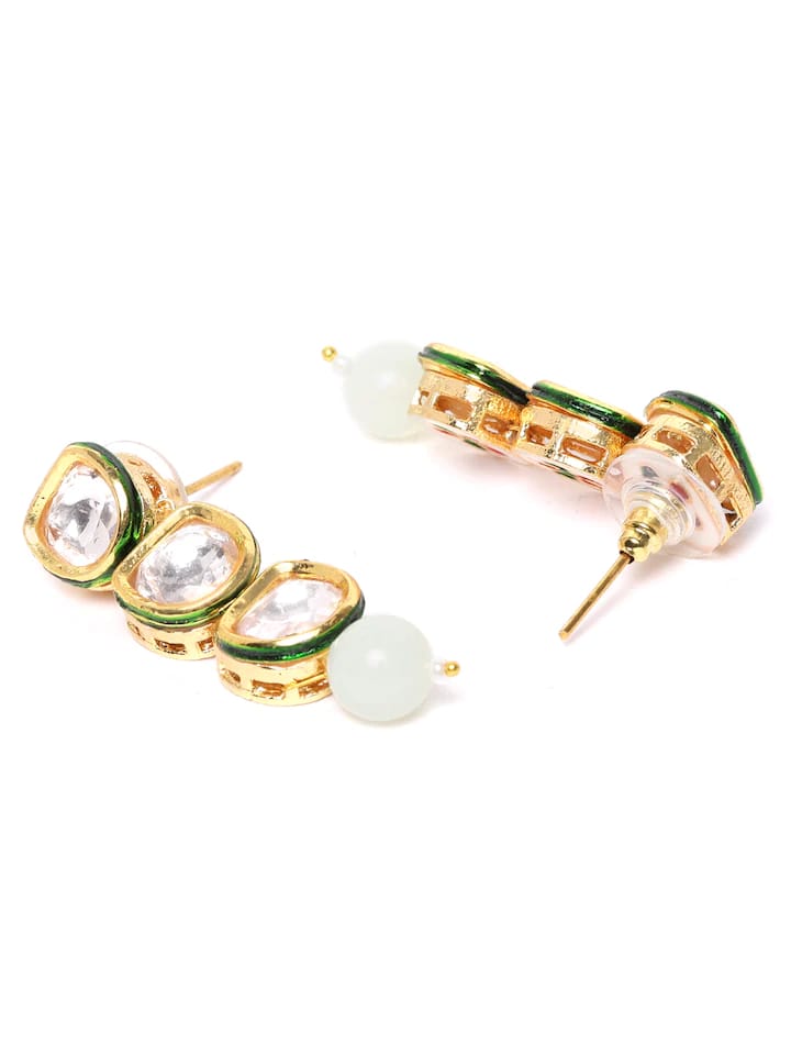Gold-Plated Kundan-Studded Necklace & Earrings Set - Image 5