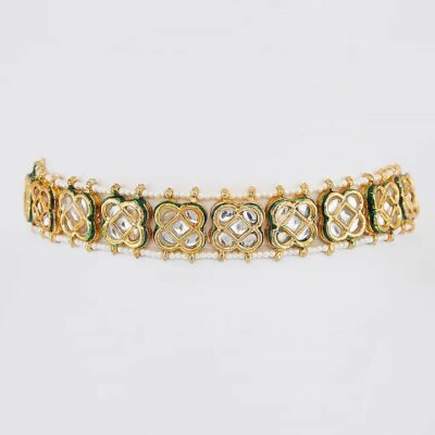 Gold-Plated Kundan-Studded Necklace & Earrings Set