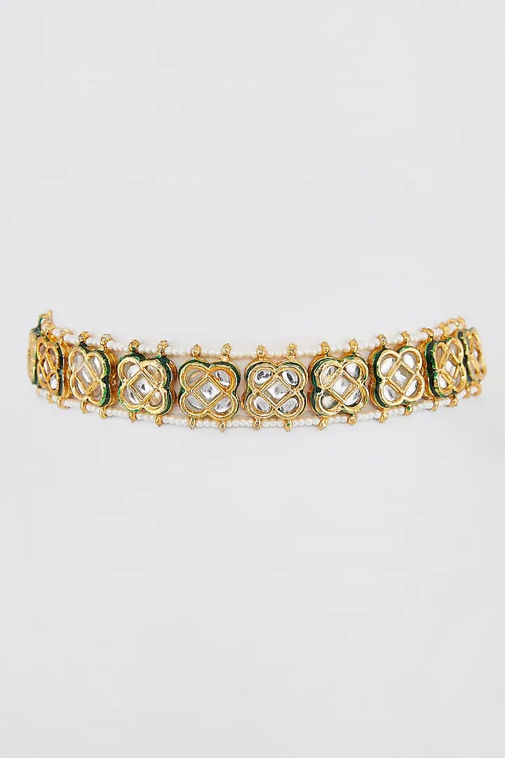 Gold-Plated Kundan-Studded Necklace & Earrings Set