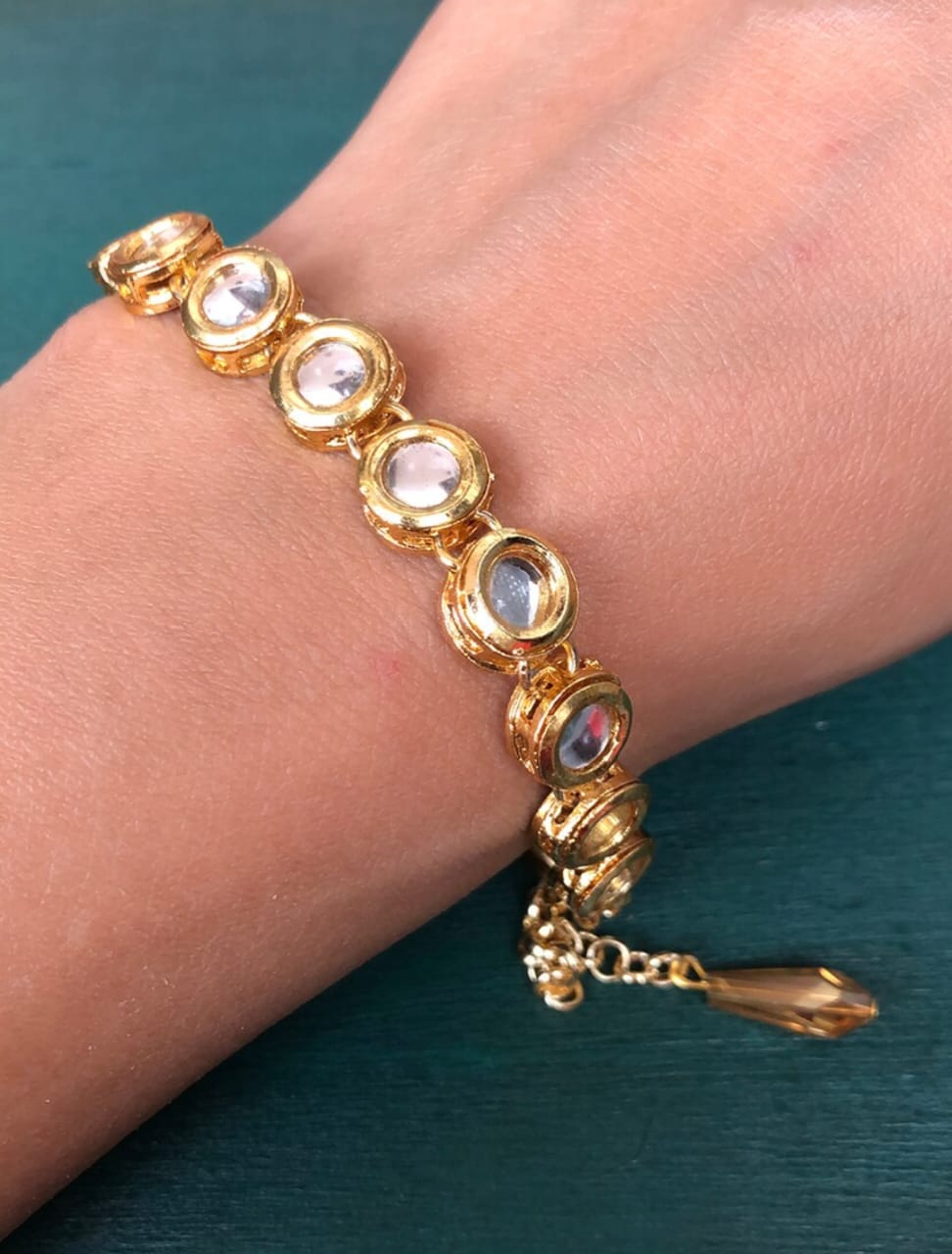 Golden kundan Adjustable Bracelet - Image 2