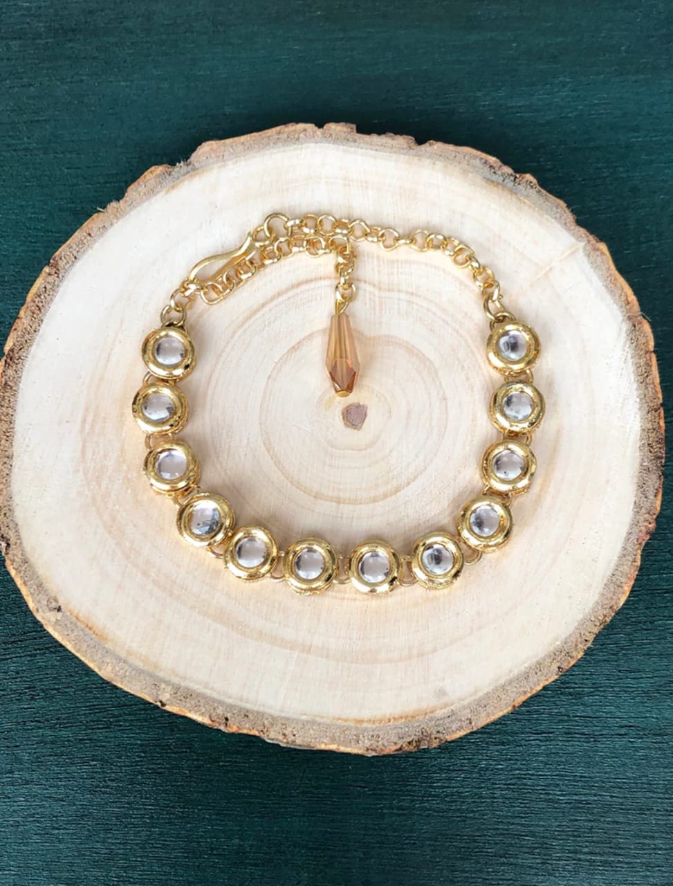 Golden kundan Adjustable Bracelet