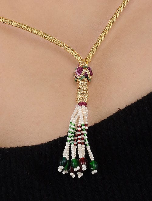 White & Green Long Necklace - Image 3