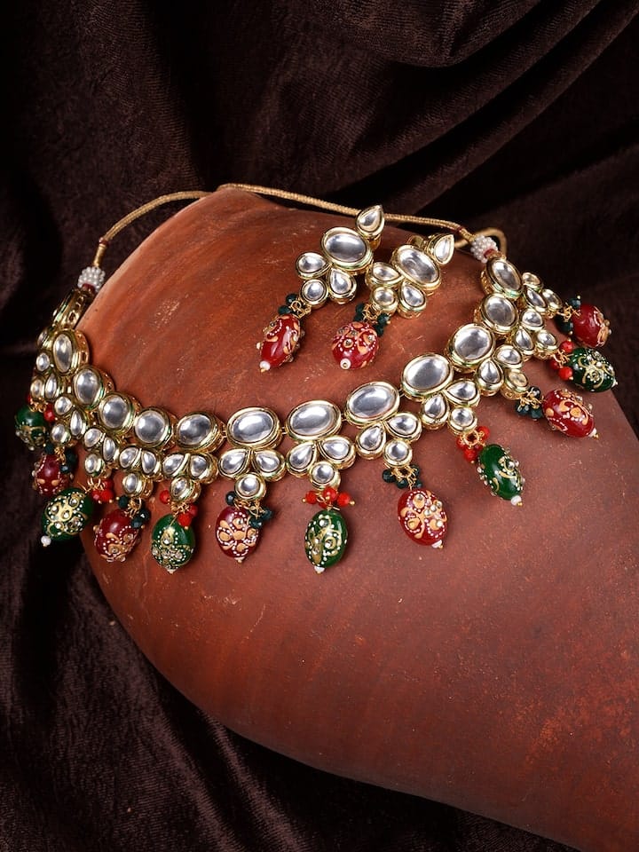 Meenakari Jadau Kundan Kundan Bridal Choker set - Image 2