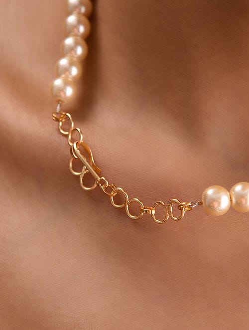 Gold-Plated Kundan-Studded Necklace & Earrings Set - Image 3