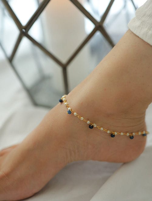 Gold-Plated & White Peral Set Of 2 Anklets - Image 3