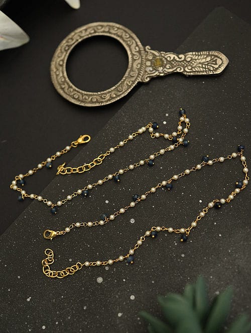 Gold-Plated & White Peral Set Of 2 Anklets - Image 2