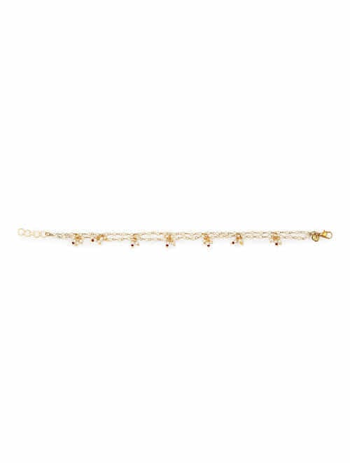Gold Plated Pearl Tasselled Payal - Image 3