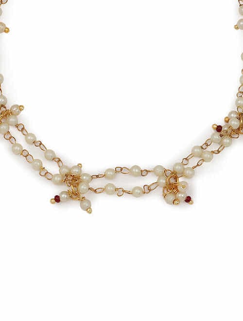 Gold Plated Pearl Tasselled Payal - Image 5