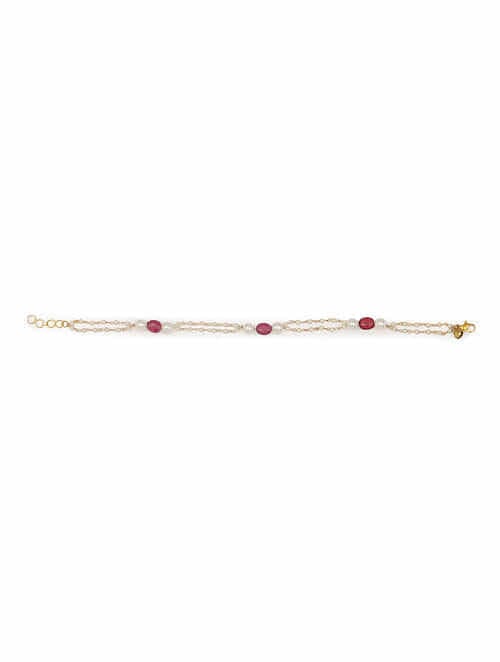 Gold Plated Pearl Tasselled Payal - Image 6