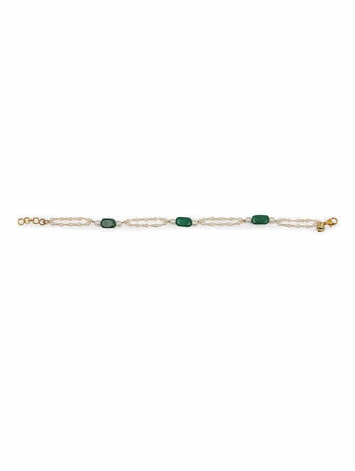 Gold Plated Pearl Tasselled Payal - Image 3