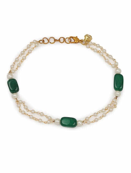 Gold Plated Pearl Tasselled Payal - Image 4