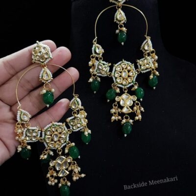 Gold Plated Embellished Kundan Chandbali Earrings