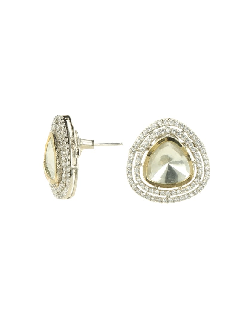 Moissanite Ad Polki Studs Silver - Image 4
