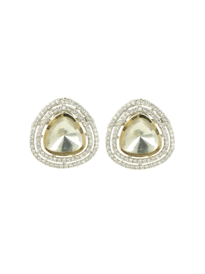 Moissanite Ad Polki Studs Silver - Image 5