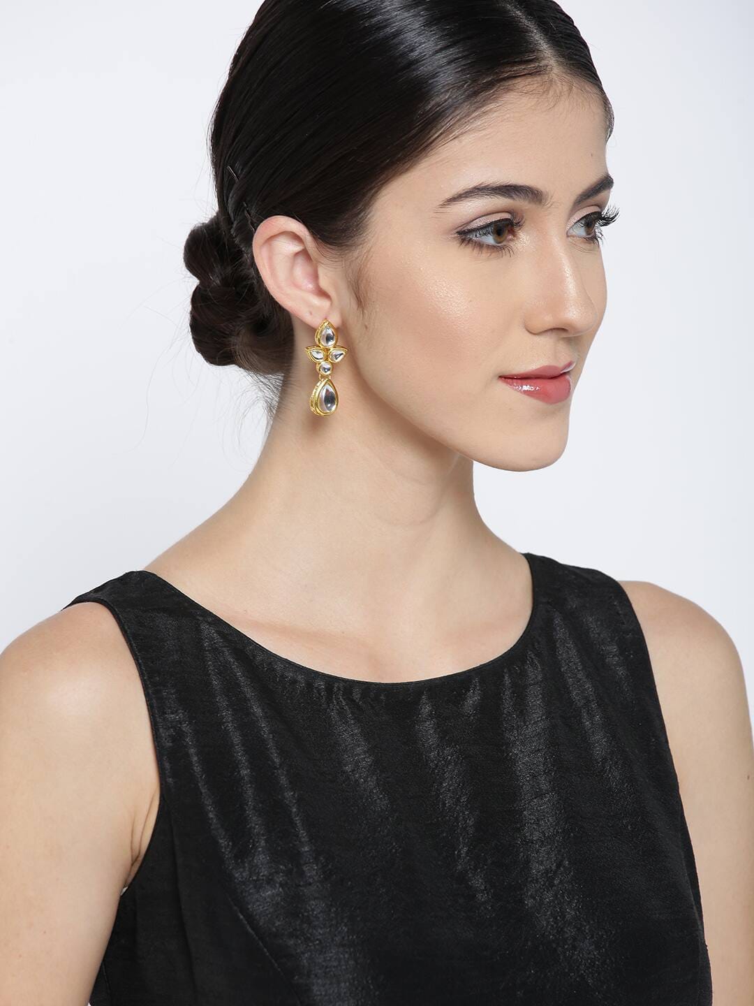 Gold Plated Handcrafted Kundan Earring - Image 2