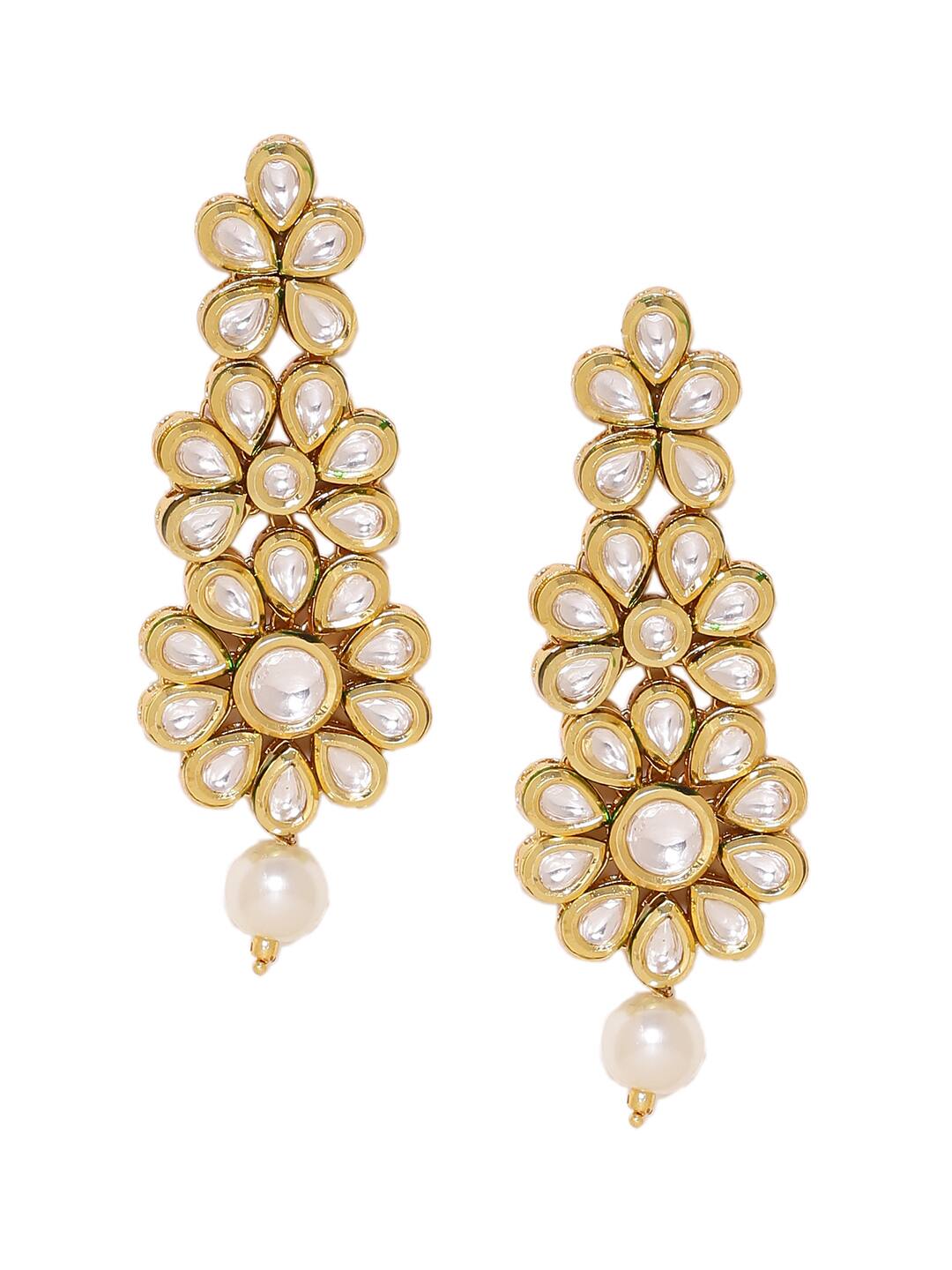 Gold Plated Handcrafted Kundan Earring - Image 4