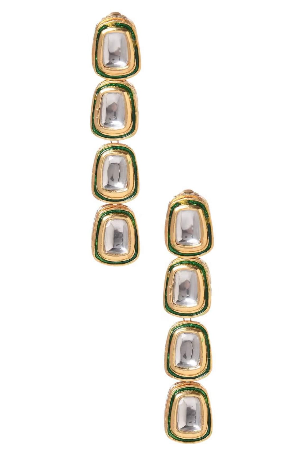 Gold Plated Kundan Work Earrings - Image 3