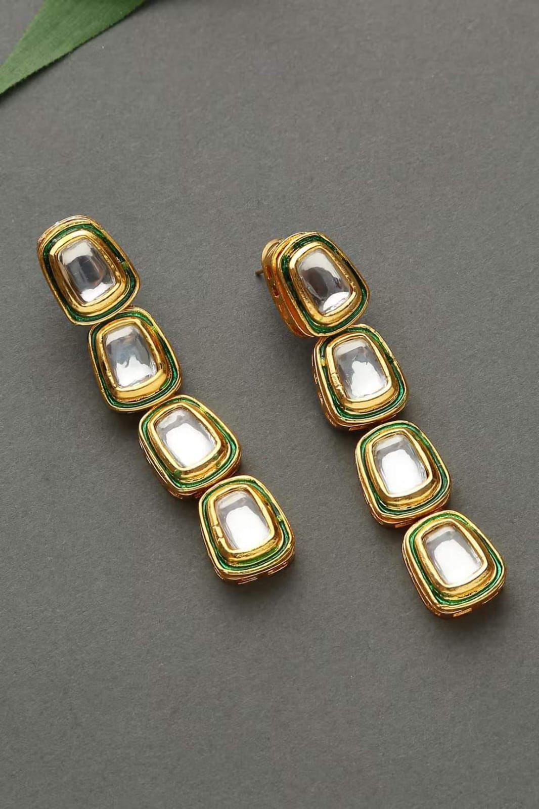 Gold Plated Kundan Work Earrings