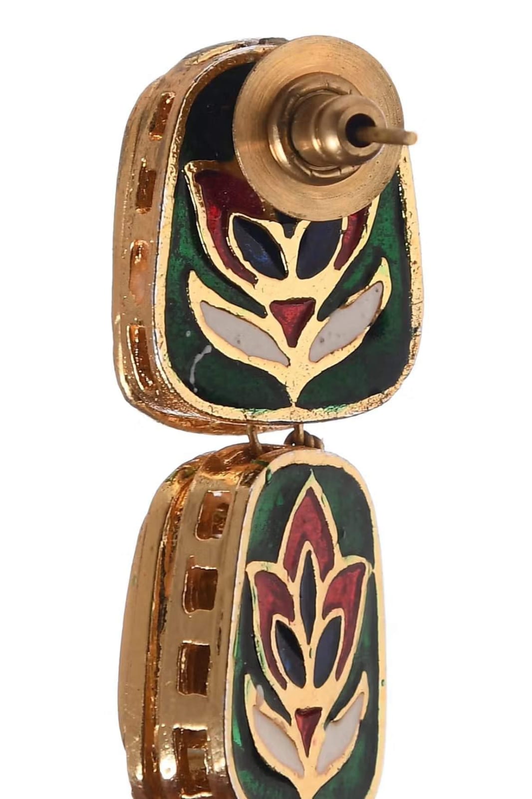 Gold Plated Kundan Work Earrings - Image 4