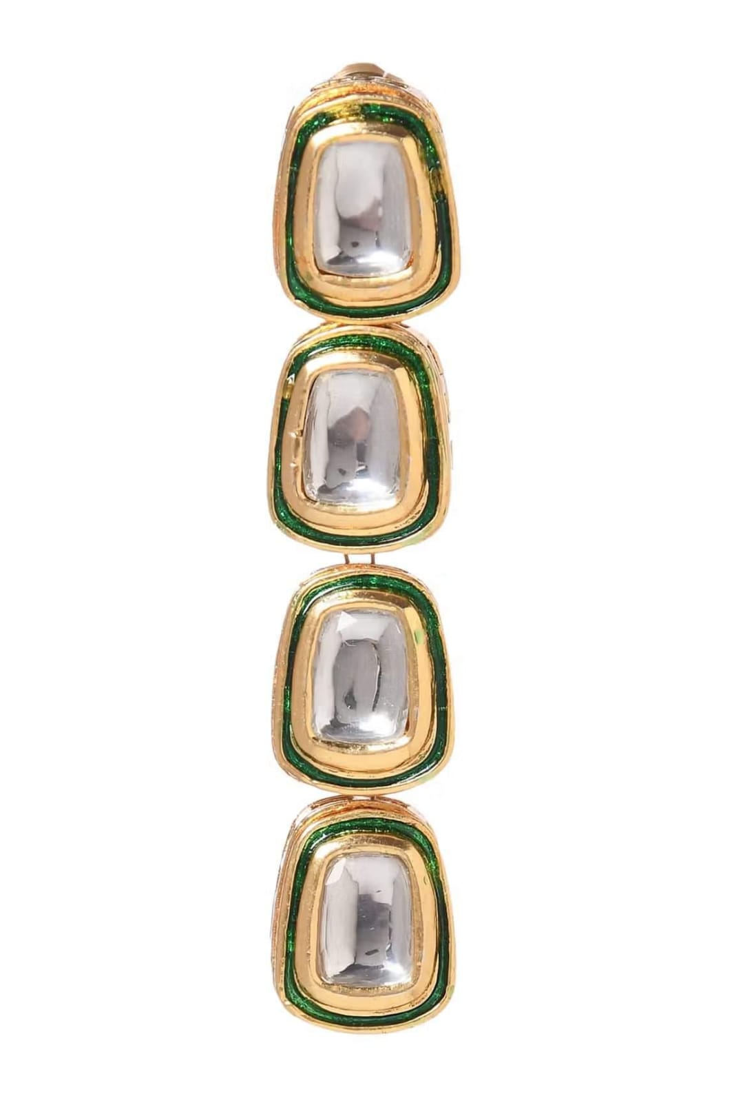 Gold Plated Kundan Work Earrings - Image 5