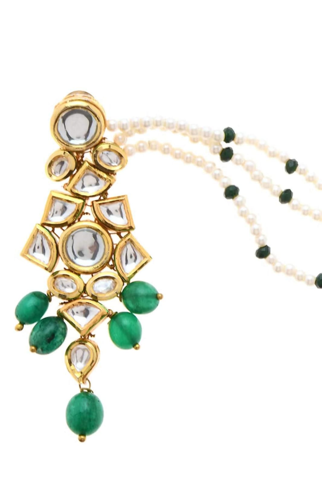 Gold Plated Beads Meenakari Earrings - Image 4