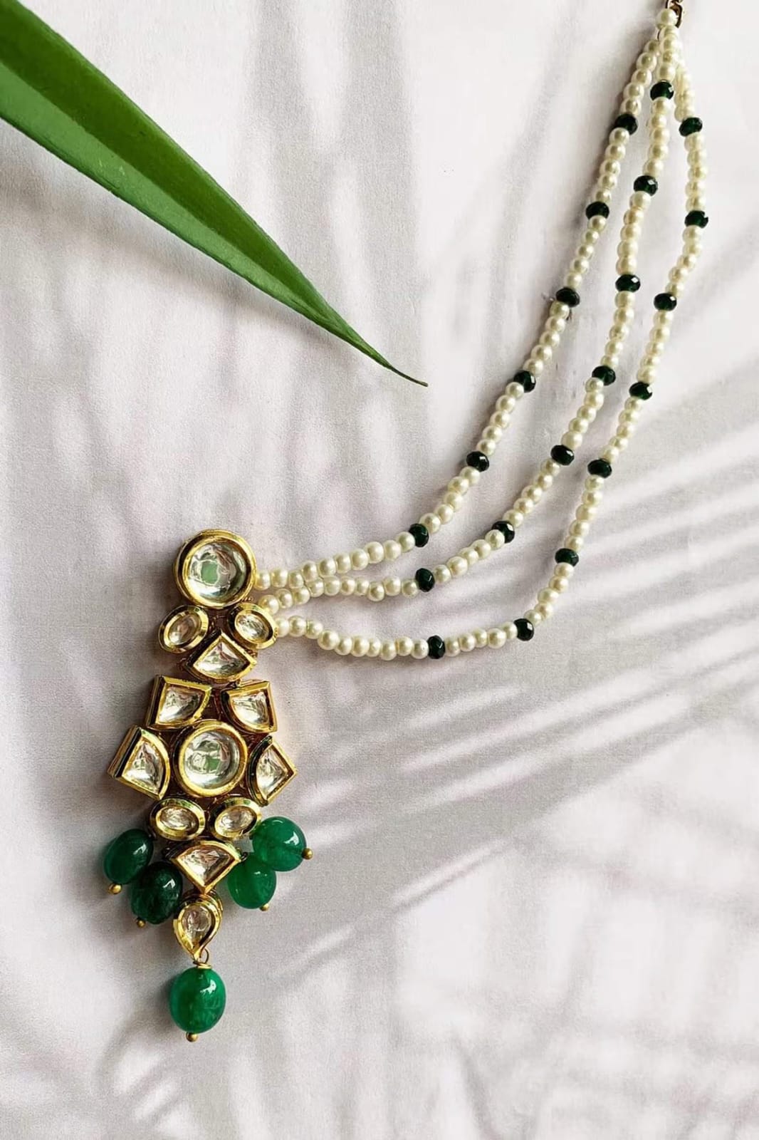 Gold Plated Beads Meenakari Earrings