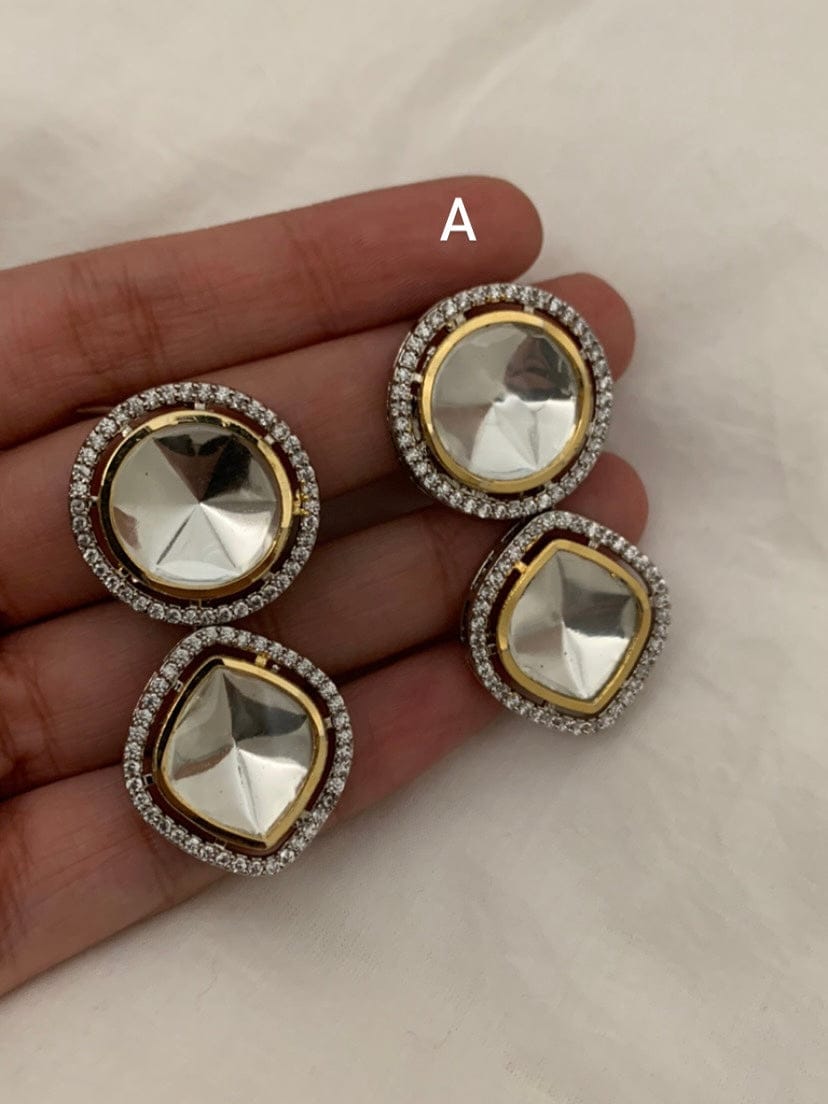 Handcrafted uncut Silver polki earrings - Image 2
