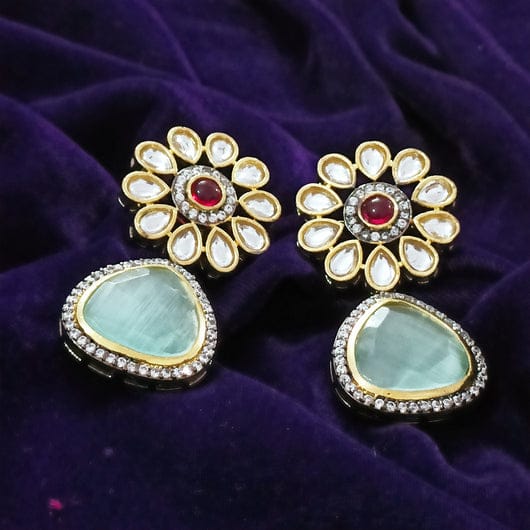 Silver Finish Monalisa Stone Drop Earrings