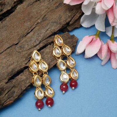 Gold Plated Kundan Work Earrings