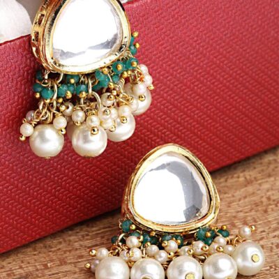 Gold Plated Kundan Work Earrings
