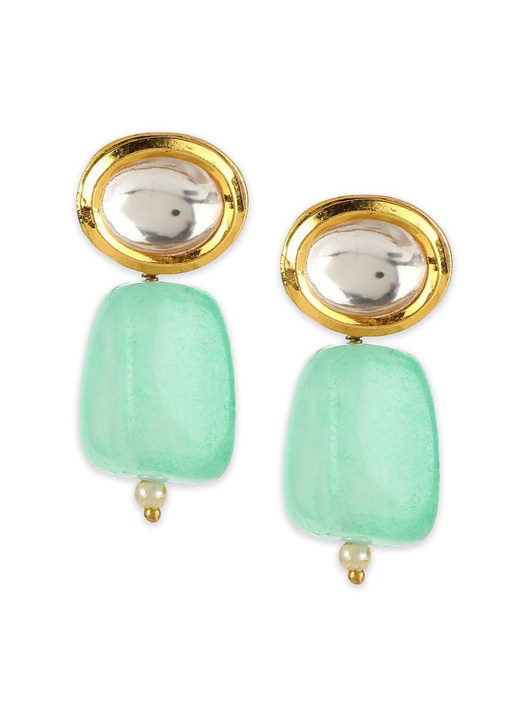 Gold Plated Kundan Work Earrings - Image 3