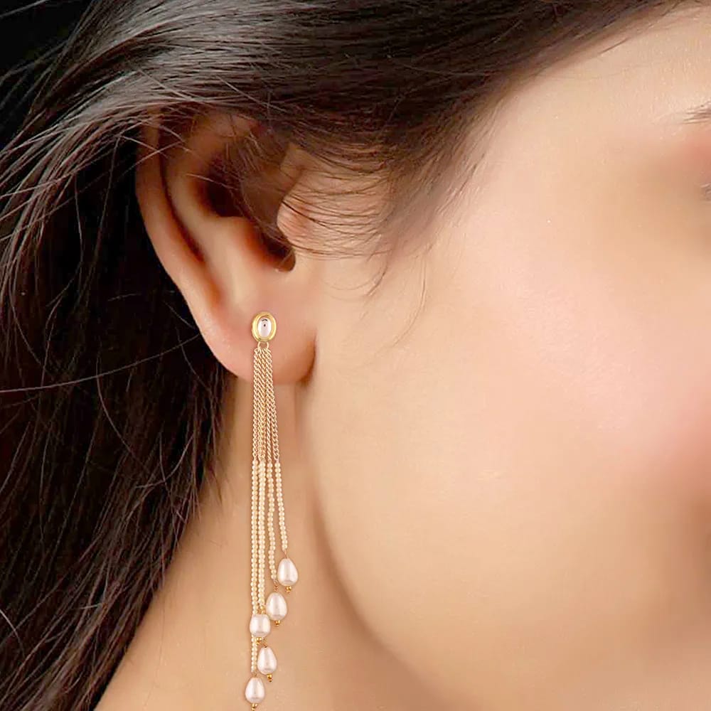Gold Plated Handcrafted Kundan Earring - Image 2