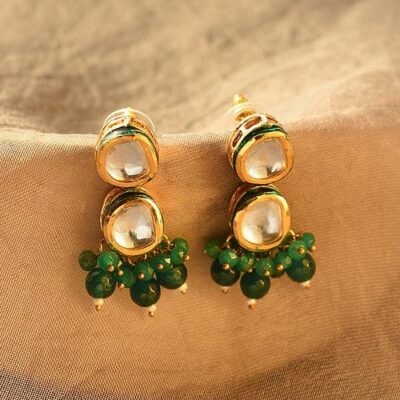 Gold Plated Kundan Work Earrings