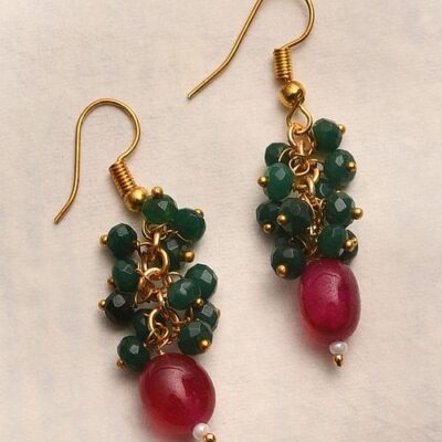 Red & Green Stone Earrings