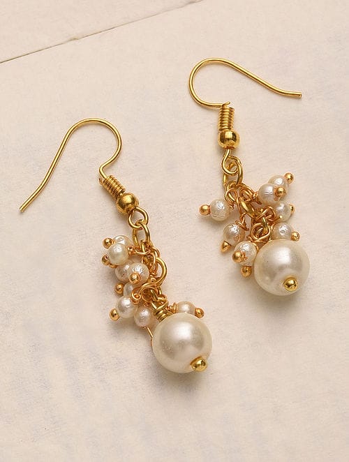 White Pearl Stone Earrings - Image 3