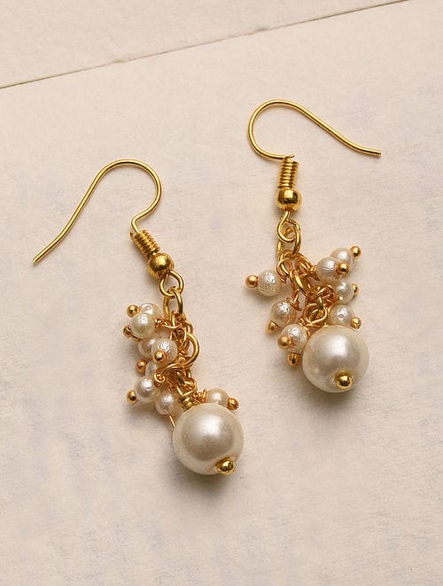 White Pearl Stone Earrings
