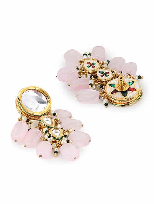 Gold Plated Kundan Earrings - Image 3