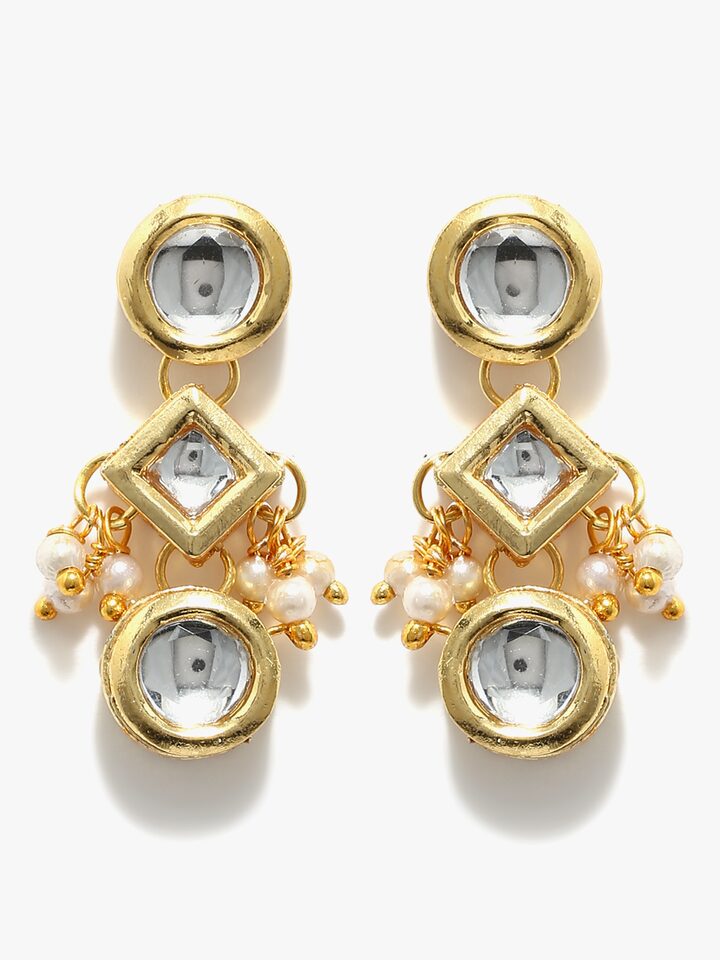 Gold Plated Handcrafted Kundan Earring - Image 2