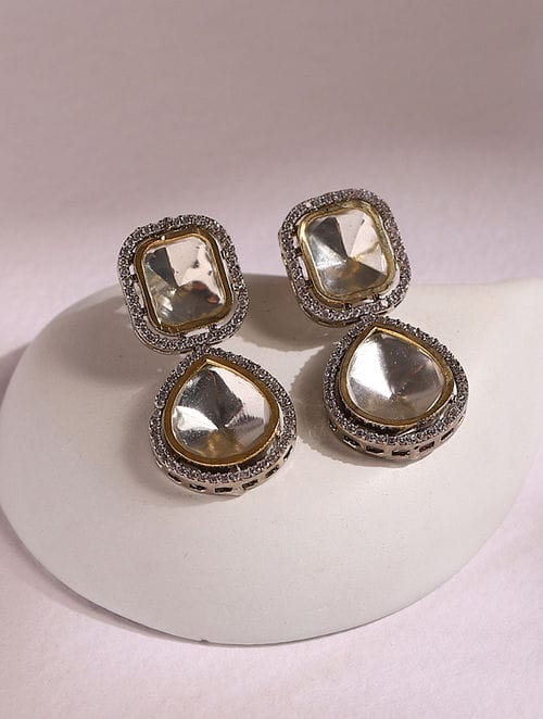 Silver Plated Polki Earrings