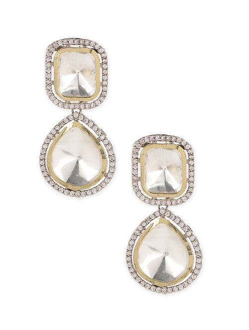 Silver Plated Polki Earrings - Image 4