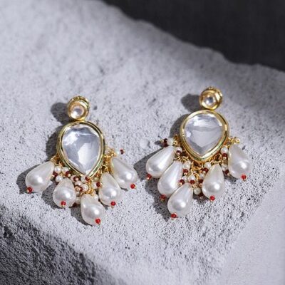 Sabyasachi Inspired Gold Plated Kundan Polki Earrings
