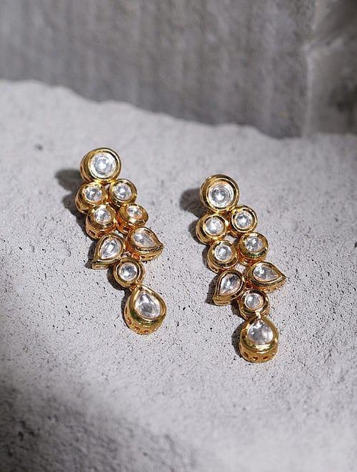 Sabyasachi Inspired Gold Plated Kundan Polki Earrings