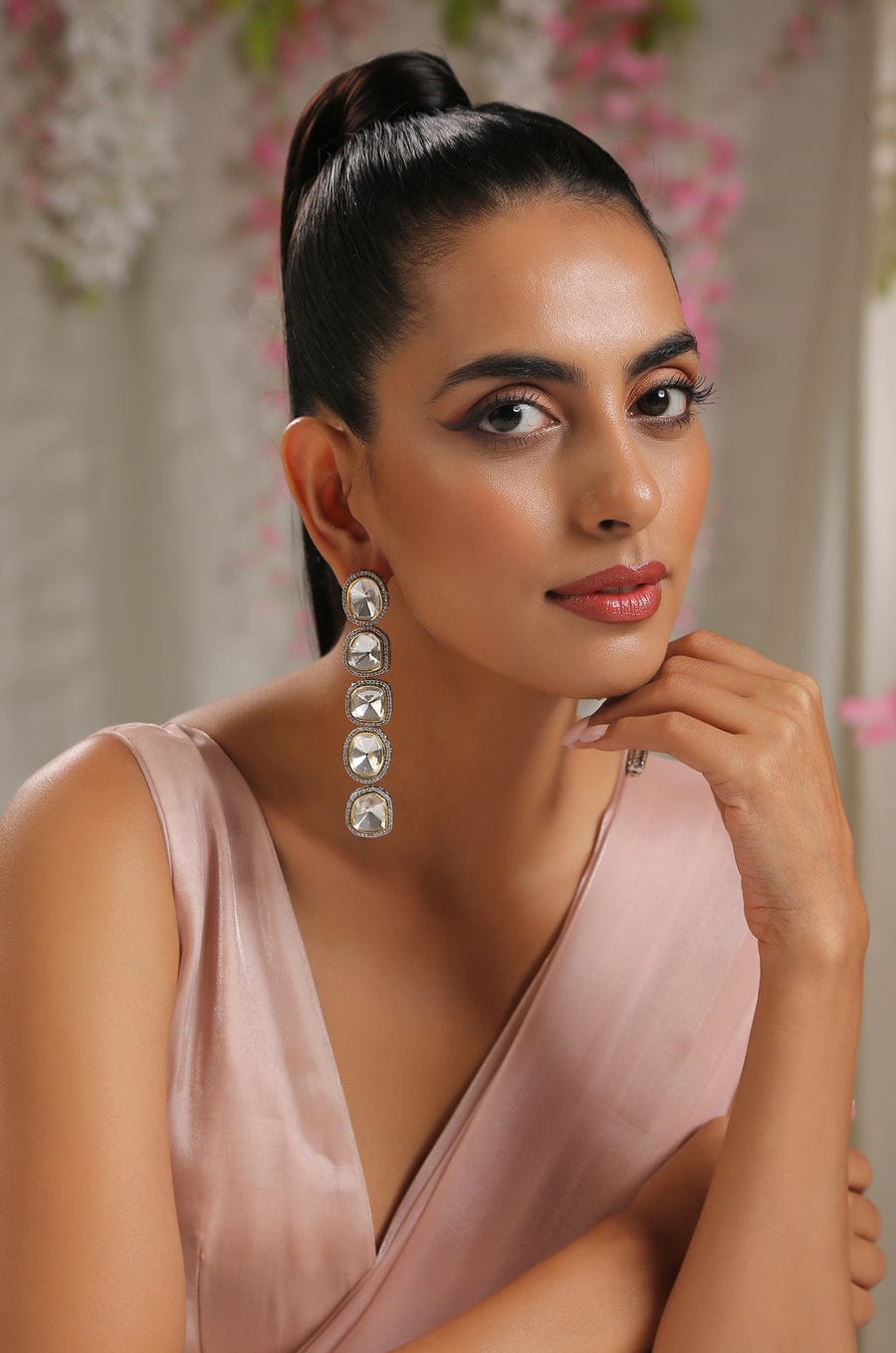 Sabyasachi Inspired Silver Plated Polki Earrings - Image 4