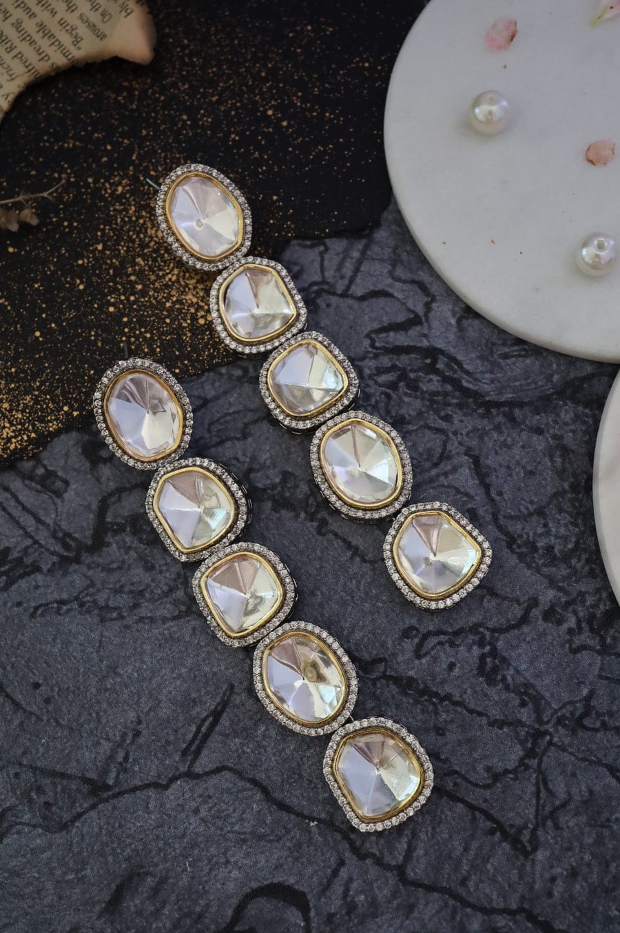 Sabyasachi Inspired Silver Plated Polki Earrings