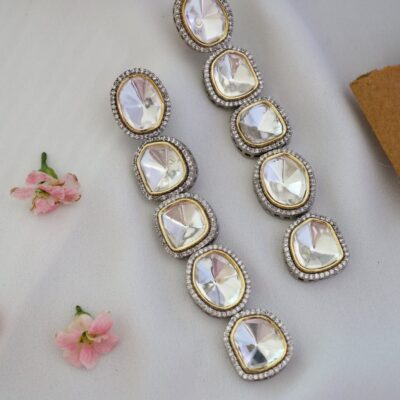 Sabyasachi Inspired Silver Plated Polki Earrings