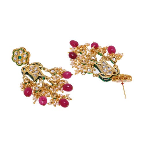 Sabyasachi Inspired Gold Plated Kundan Polki Earrings - Image 4