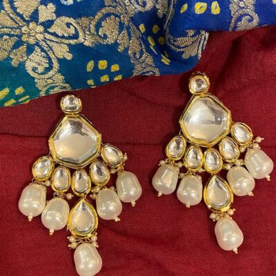 Sabyasachi Inspired Gold Plated Kundan Polki Earrings