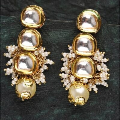 Sabyasachi Inspired Gold Plated Kundan Polki Earrings